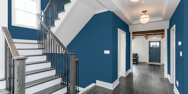 different interior paint finish types beautiful navy hallway